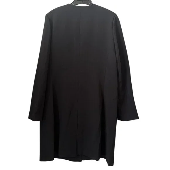 RALPH LAUREN L Black Coat with Snap Buttons Collarless‎ Oversize Look - Picture 5 of 5
